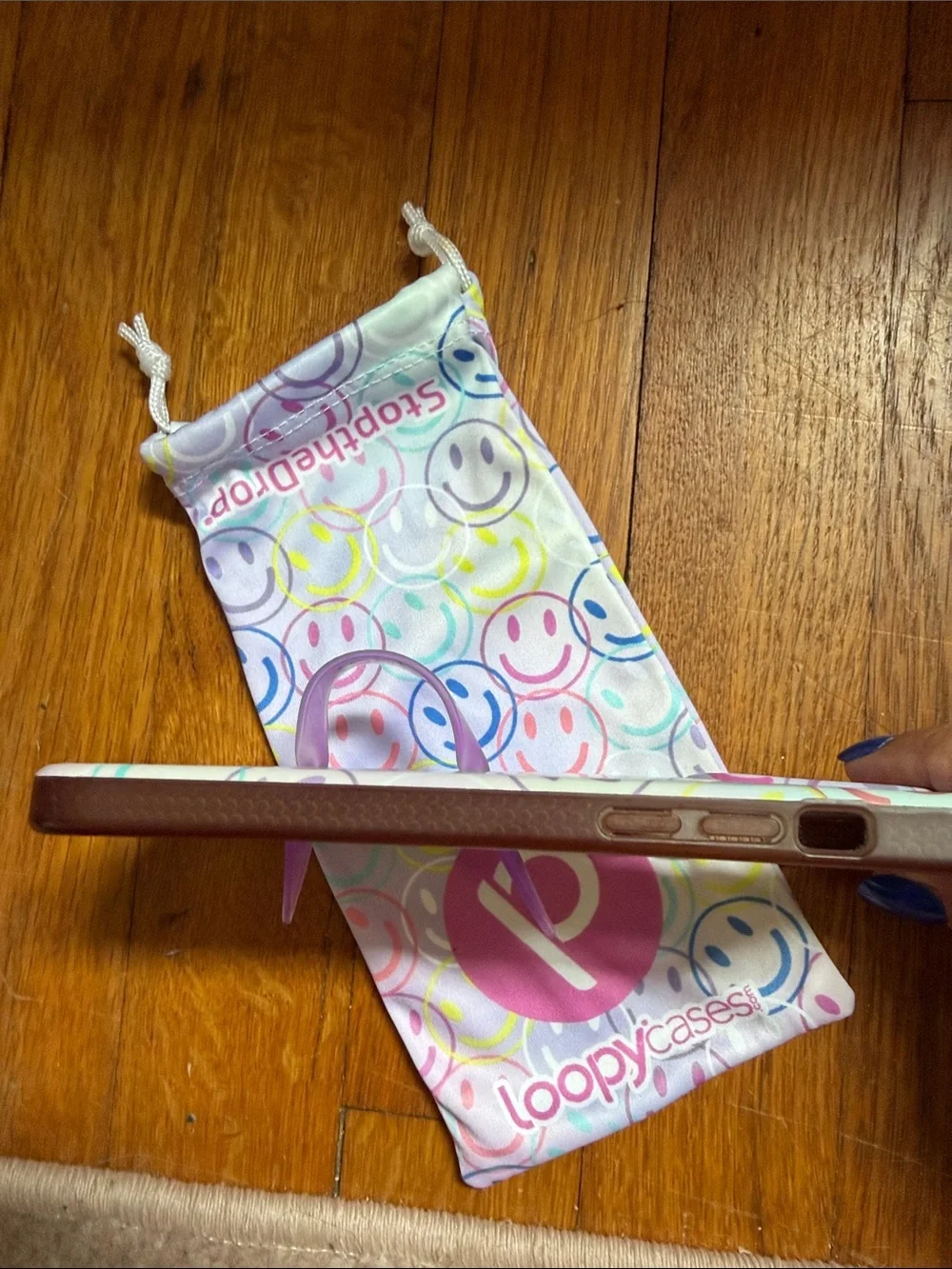 Smiley Loopy Phone Case w/ Purple Loop Grip